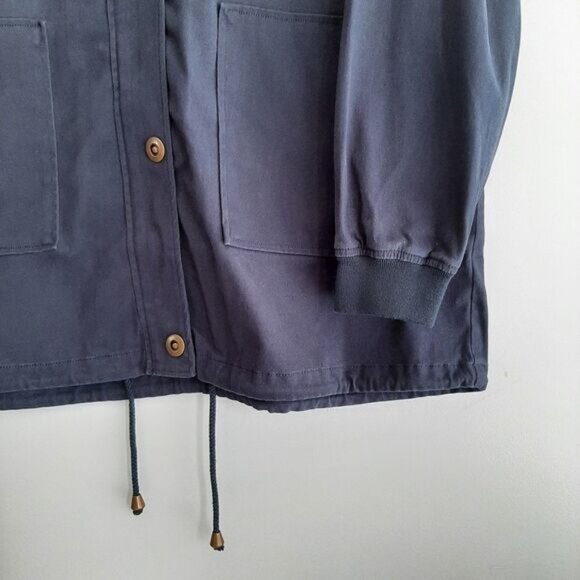 JUSTFAB / NEW Canvas Utility Casual Jacket w/ Hood Navy Blue Sz L - Picture 4 of 10